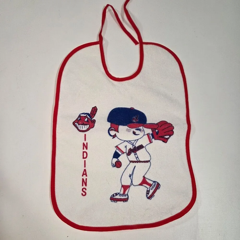 Vintage Cleveland Indians Baby Bib Lined 14 inches MLB Baseball